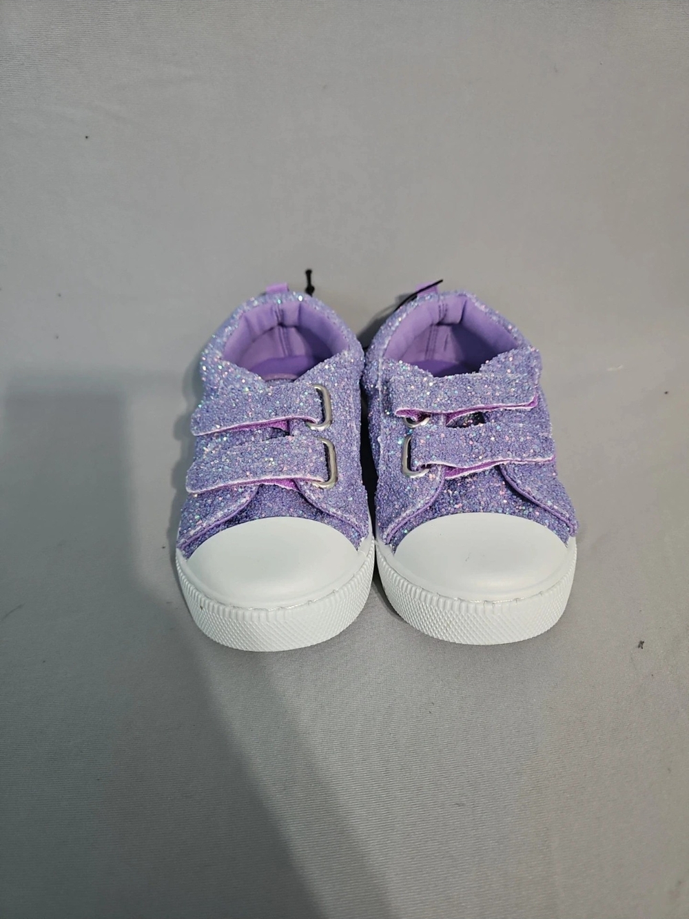 Glitter Lilac Kids Sneakers with Dual Hook-and-Loop Straps